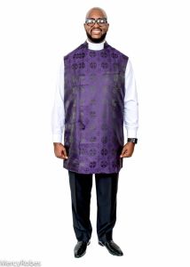 Clergy Apron (Black/Purple Small Cross Lt)