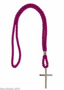 PREMIUM SOLID CLERGY CORD WITH CROSS (RED PURPLE) 