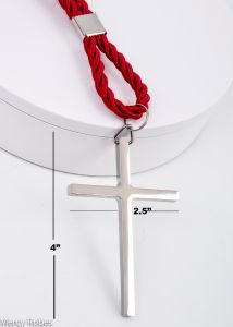 BURGUNDY CLERGY CORD WITH STAINLESS STEEL LARGE CROSS