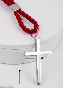 BURGUNDY CLERGY CORD WITH STAINLESS STEEL CROSS