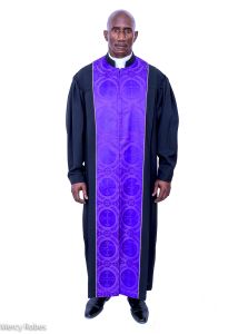 Mens Clergy Robe Style 04082024 (Black/Purple Lt)