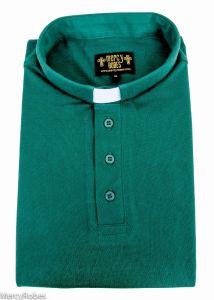 Mens Clergy Polo Short Sleeves Tab Collar Shirt (Green)