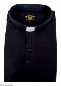Mens Clergy Polo Short Sleeves Tab Collar Shirt (Midnight Blue)
