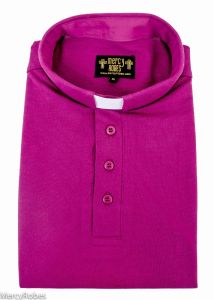 Mens Clergy Polo Short Sleeves Tab Collar Shirt (Red Purple)