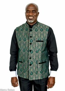 Mens Designer Clergy Vest Style Bnd1361 (Green/Gold)
