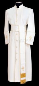 CLERGY ROBE STYLE BAE114 (CREAM/GOLD) WITH BAND CINCTURE