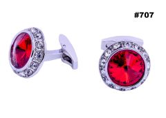 2 Pc Cufflinks Style 707 (Silver/Red)