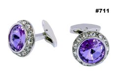 2 Pc Cufflinks Style 711 (Silver/Purple)