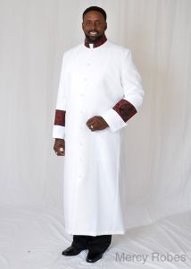 QUICK SHIP CLERGY ROBE STYLE EXD167 (WHITE/BLACK/RED LITURGICAL)