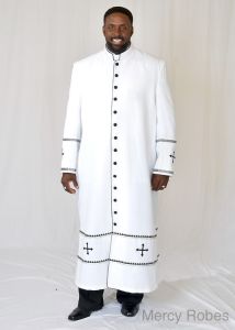 Clergy Robe Style Exe170 (White/Black)