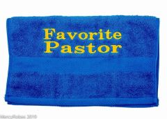 Preaching Hand Towel Favorite Pastor (Royal/Gold)