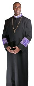 Clergy Robe Style Exd167 (Black/Purple-Gold Liturgical)