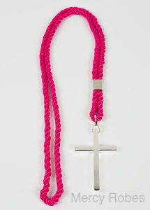 Fuchsia Clergy Cord With Silver Cross