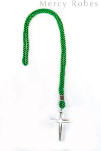 GREEN CLERGY CORD WITH SILVER  CROSS