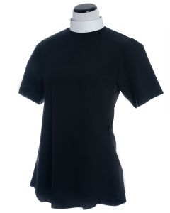 Womens Short Sleeves Clergy Blouse (Black)