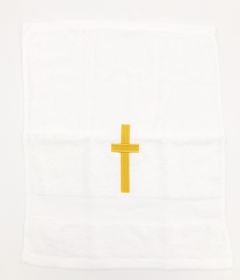 PREACHING HAND TOWEL CROSS ( WHITE /GOLD)