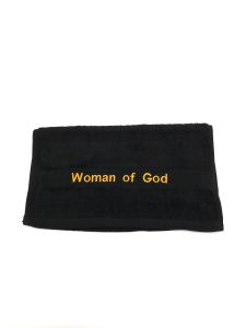 Preaching Hand Towel Woman Of God (Black/Gold)
