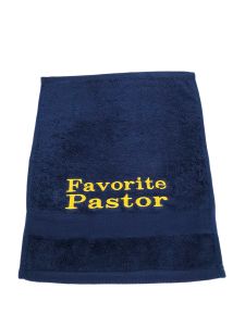 Preaching Hand Towel Favorite Pastor (Navy/Gold)