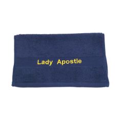 PREACHING HAND TOWEL LADY APOSTLE   ( NAVY / GOLD)