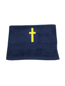Preaching Hand Towel Cross (Navy/Gold)