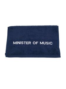 PREACHING HAND TOWEL  MINISTER OF MUSIC   ( NAVY/WHITE)
