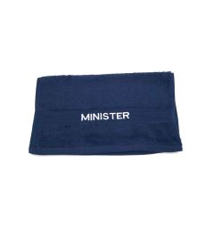 PREACHING HAND TOWEL  MINISTER  ( NAVY/ WHITE)