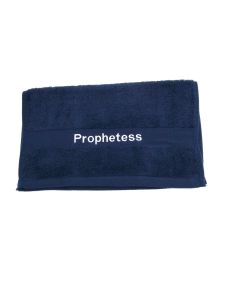 PREACHING HAND TOWEL  PROPHETESS  ( NAVY/ WHITE)