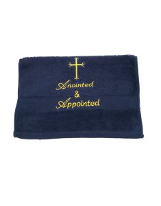 PREACHING HAND TOWEL ANOINTED & APPOINTED  ( NAVY/ GOLD)