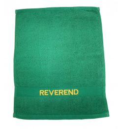 PREACHING HAND TOWEL  REVEREND  ( GREEN/GOLD)