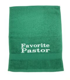 Preaching Hand Towel Favorite Pastor (Green/White)