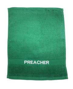 PREACHING HAND TOWEL  PREACHER  ( GREEN/ GOLD)