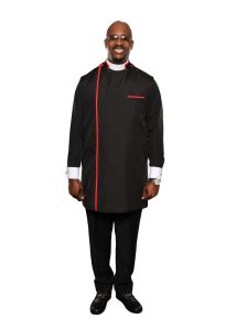 QUICK SHIP  CLERGY APRON (BLACK/RED)