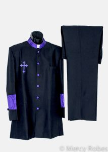 Mens Preaching Jacket & Pants Style CJ050 (Black/Purple Lt)