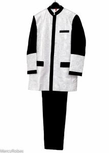 Mens Preaching Clergy Jacket & Pants Style CJ082 (Black/Silver Lt)