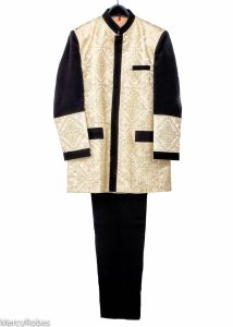 54 Long - Mens Clergy Jacket & Pants Style CCJ0833 (Black/Gold Lt)-