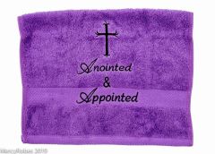 PREACHING HAND TOWEL ANOINTED & APPOINTED (PURPLE/BLACK)