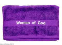 Preaching Hand Towel Woman Of God (Purple/White)