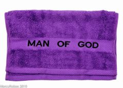PREACHING HAND TOWEL MAN OF GOD (PURPLE/BLACK)