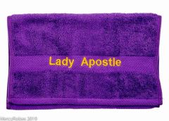 PREACHING HAND TOWEL LADY APOSTLE (PURPLE/GOLD)