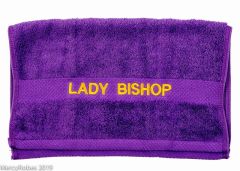 PREACHING HAND TOWEL LADY BISHOP (PURPLE/GOLD)