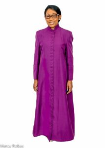 QUICK SHIP LADIES AW 33 BUTTON CASSOCK CLERGY ROBE (RED PURPLE 01)
