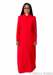 QUICK SHIP  LADIES AW 33 BUTTON CASSOCK CLERGY ROBE (RED)