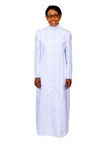 Womens Aw 33 Button Cassock Clergy Robe (White)