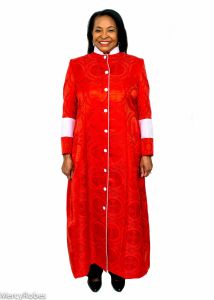 LADIES CLERGY ROBE STYLE VICTORIA (RED LT/WHITE)