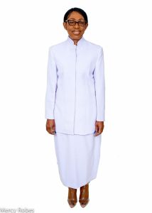 LADIES CLERGY JACKET WITH SKIRT STYLE LC031 (WHITE)
