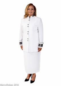 LADIES CLERGY JACKET WITH SKIRT STYLE LC017 (WHITE/BLACK SILVER LT)