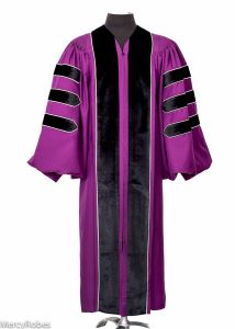 LADIES PULPIT ROBE STYLE PPR-09142020 RED PURPLE/BLACK (WITH DOCTORAL BARS)