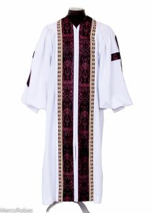 LADIES PULPIT ROBE STYLE PPR-092220 (WHITE WITH CROSS ON THE ARMS)
