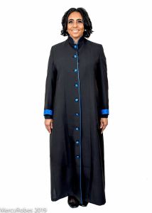 Womens Clergy Robe Style LR102 (Black/Royal Blue)