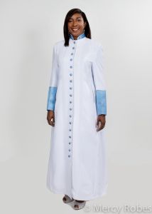 New Arrival Womens Robe Style LR129 (White/Blue-Silver Lt)